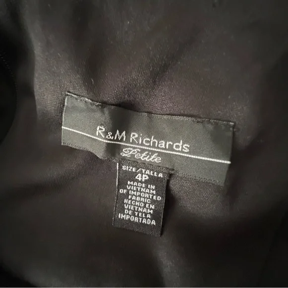 R&M Richards NWT 4P Black Knit Jumpsuit Bell Sleeves, Illusion Neckline Ret $99 - Picture 8 of 10